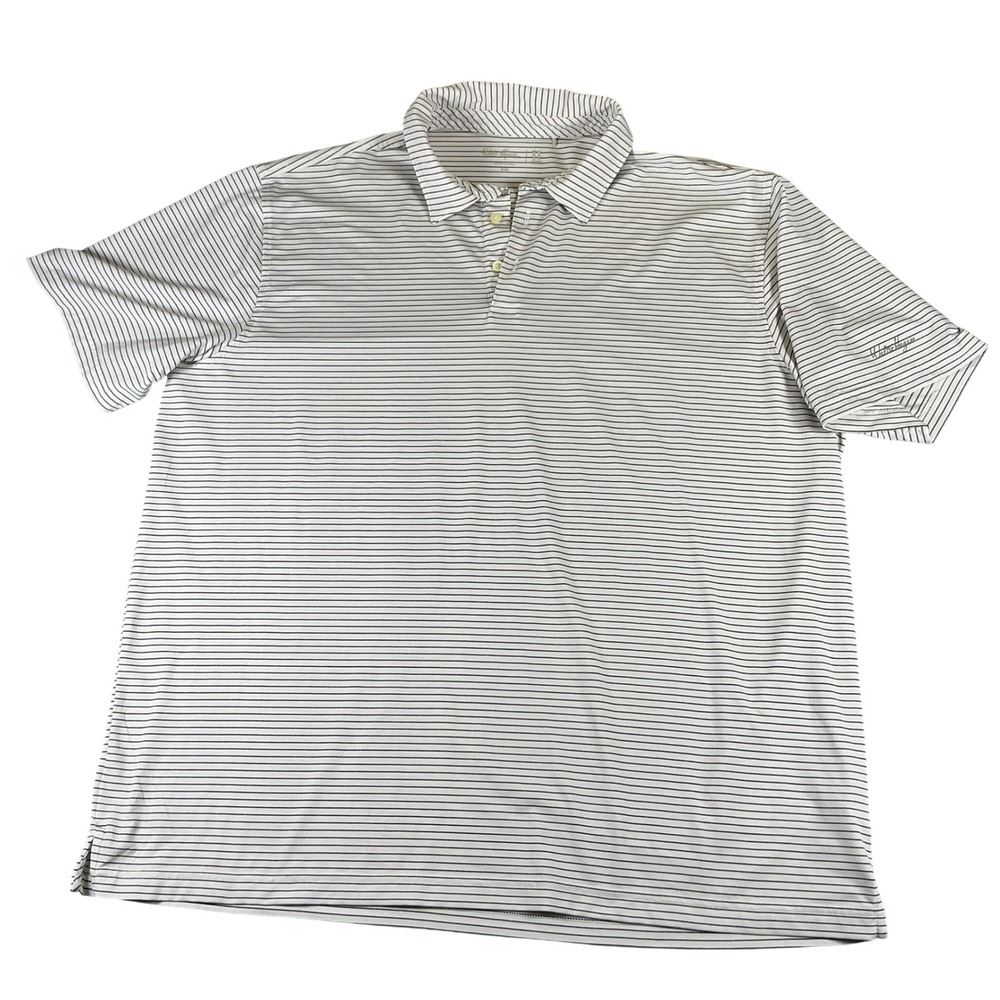 Walter Hagen 11 Majors Mens XXL Golf Polo Shirt White Black Striped Performance